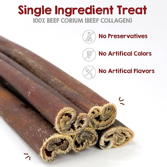 Riley's 6 Inch Beef Collagen Sticks for Dogs, Collagen Chews for Dogs, Bully Stick & Rawhide Alternative, Long Lasting, No Raw Hide Chews, Single Ingredient Dog Treat - 5 ct
