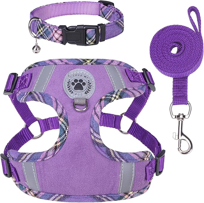 BEAUTYZOO Step in Dog Harness Collar and Leash Set for Small Medium Large Dogs, No Pull No Choke Puppy Harness, Soft Mesh Reflective Pet Padded Vest Adjustable for Doggie Girl or Boy,French Bulldog