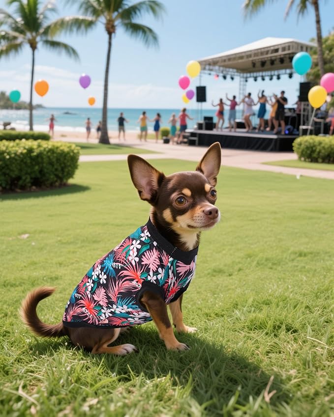 PET SHOW 4 Pack Dog Hawaiian Shirts for Small Doggies UPF 50+ UV Sun Protection Summer Cool Clothes Tank Top Floral Puppy Kitten Cats T-Shirts Pet Holiday Party Sleeveless Vest Boy Girl(X-Small)