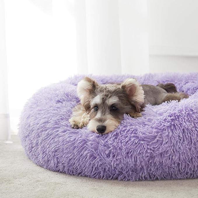 WESTERN HOME WH Calming Dog Bed & Cat Bed, Anti-Anxiety Donut Dog Cuddler Bed, Warming Cozy Soft Dog Round Bed, Dog Cat Cushion Bed for Small Medium Dogs and Cats