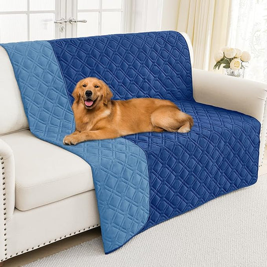 Smiry Waterproof Dog Blanket, 62x82 Inch Soft Pet Bed Cover Reversible, Washable Sofa Couch Furniture Protector for Small Medium Large Dog Puppy Cat, Navy/Blue