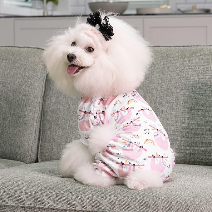 CuteBone Sloth Soft Puppy Pajamas Cute Dog Pjs Fall Jumpsuit Pet Clothes Apparel P263L Large