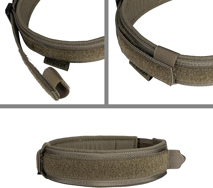 EXCELLENT ELITE SPANKER Tactical Dog Collar Nylon Adjustable Training Collar Military Dog Collar Heavy Duty Metal Buckle with Control Handle for Medium and Large Dogs with Patches(Ranger Green-L)