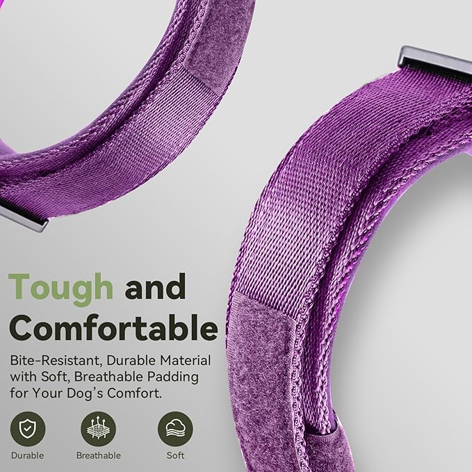 2025 Upgrade Waterproof AirTag Dog Collar, Military Tactical Dog Collar with AirTag Holder, Comfortable Control Handle and Metal Buckle, GPS Dog Collar Holder for Medium to Large Dogs (Purple, XL)