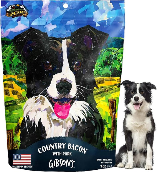 Wild Meadow Farms - Gibson's Country Bacon with Pork, Soft Jerky Dog Treats, Crafted with Real Meat, Aromatic, and Grain-Free for Training and Rewarding Dogs of All Breeds and Ages - 3 Ounce Pouch