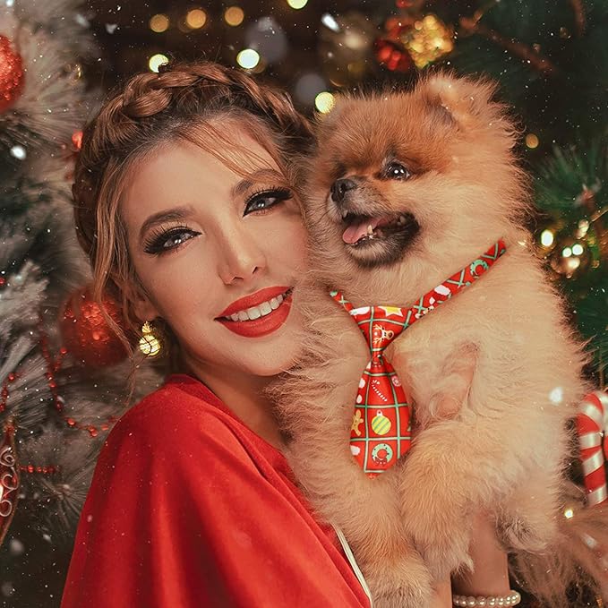 Segarty Dog Neck Ties, Dog Ties with Adjustable Collar, Pet Bowties for Small Cats, Puppy Bowties Pets Neckties Grooming Bows Bulk for New Year Photography Holiday Wedding Festival Party