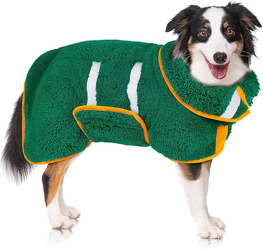 Super Absorbent Dog Bathrobe Towel for Large Dogs - Quick Drying Robe After Bath, Soft and Adjustable Coat to Keep Warm (S-XXL)