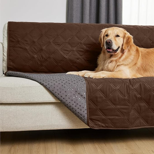 GORILLA GRIP Waterproof Dog Bed Cover 82x102, Pet Blanket for Furniture, Sofa, Couch, Crate, Car, Sofa Throw Essential for Cats and Dogs, Tear and Slip Resistant Leakproof Cushion Cover, Chocolate