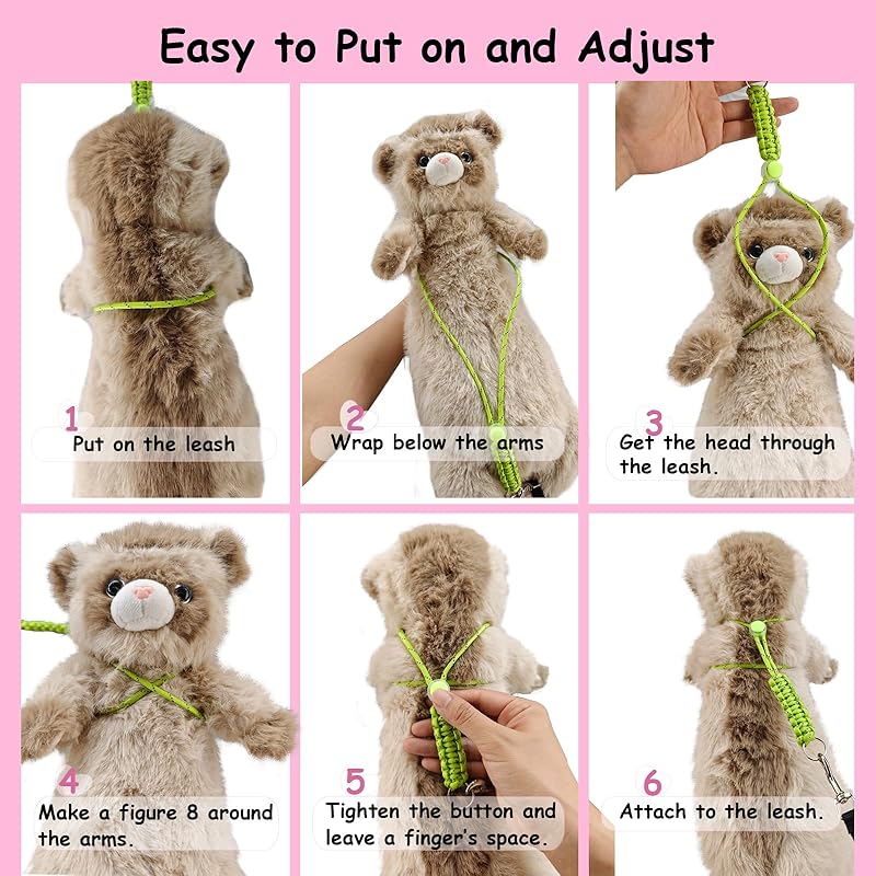 Handmade Figure 8 Harness and Leash for Rabbits/Bunnies/Ferrets/Bearded Dragons/Guinea Pigs/Rats/Chinchillas/Birds/Squirrels/Small Animals.Pack of 2