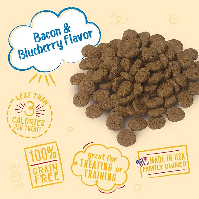 Charlee Bear Dogs Training Treat, Crunchy, Low Calorie, Grain Free Dog Treats, Made in USA, Best for Small and Medium Breeds, Bacon Blueberry & Turkey Sweet Potato Cranberry, 4 Pack 8oz Each