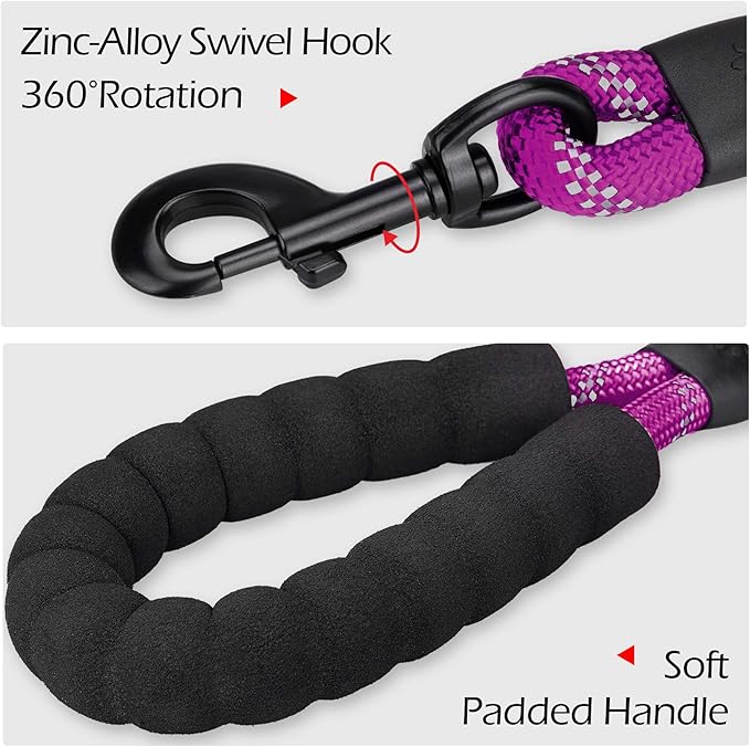 PoyPet Dog Harness and Leash Combo, Escape Proof No Pull Vest Harness, with 5 Feet Leash, Reflective Adjustable Soft Padded Pet Harness with Handle for Small to Large Dogs(Purple,S)