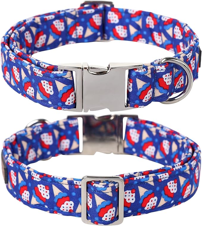 Lionet Paws Design Dogs Collar Cute Adjustable 4th of July Collars for Boy Male Small Medium Dogs with Sundae L