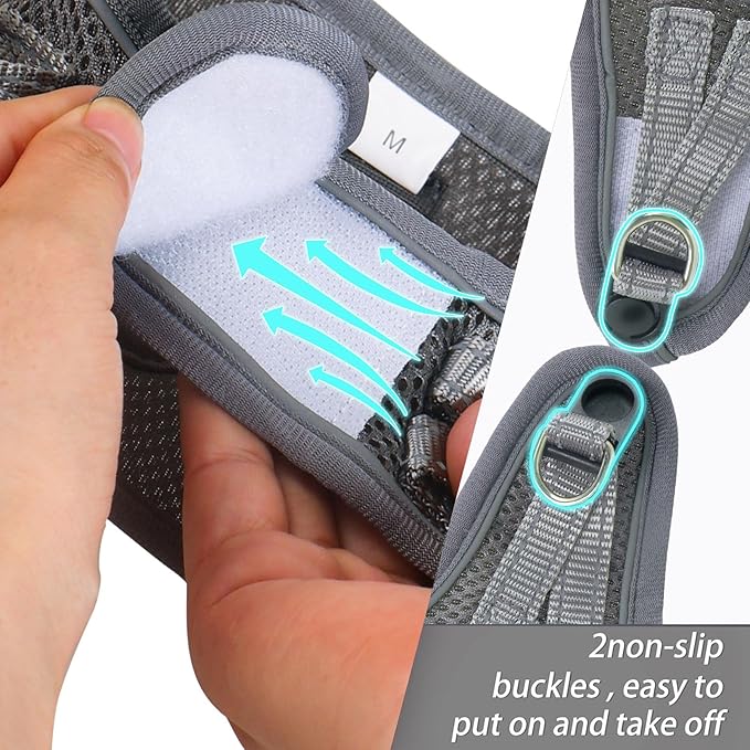 Dog Harness for Small Dogs and Leash Set, Honeycomb Grid, Reflective Lightweight Harness & Anti-Twist Pet Lead (Multi Color, Size: XS-S-M) (M, Grey)