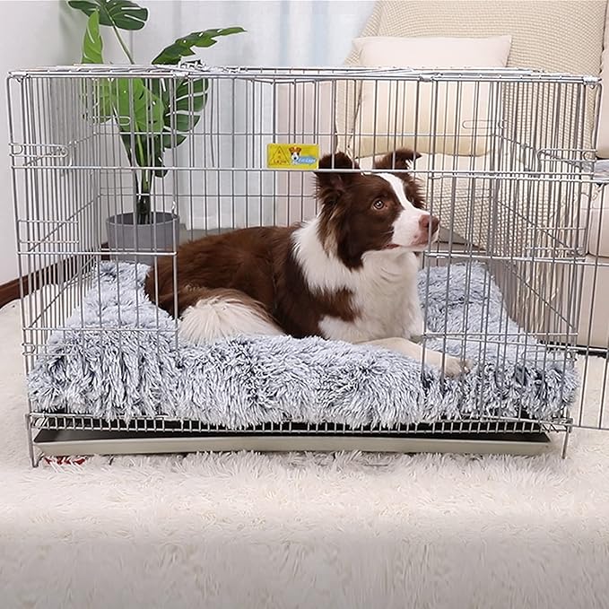 Vonabem Dog Bed, Extra Large, Plush Soft Pet Beds for XL Dogs, Crate Pad, Washable, 41L x 27W x 2H Inches, 100 lbs Capacity, Grey