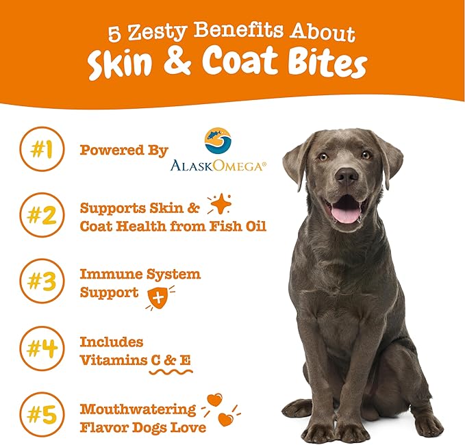 Zesty Paws Omega 3 Fish Oil for Dogs - Zesty Paw Dog Vitamins and Supplements for Hip, Joint & Skin, Bacon (90 Chews)