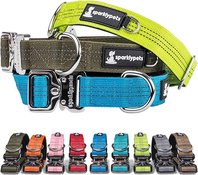SparklyPets Small Dog Collar with Quick Release Buckle & AirTag Holder – Collars for Female Dogs & Boys with Reflective Stripes & Soft Lining – Perfect for Small & Medium Breeds