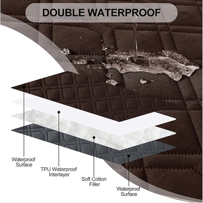 Smiry Waterproof Dog Blanket, 82x120 Inch Soft Pet Bed Cover Reversible, Washable Sofa Couch Furniture Protector for Small Medium Large Dog Puppy Cat, Chocolate/Dark Grey