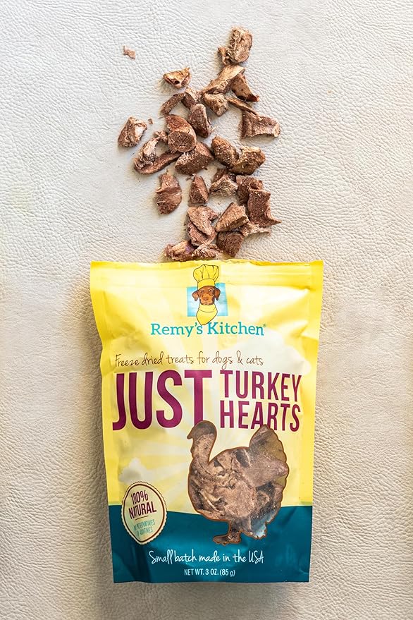 Just Turkey Hearts Freeze Dried Dog Treats USA Sourced and Small Batch Made - Human-Grade, All Natural Single Ingredient Dog Treat Without Artificial Preservatives, Grain Free - 3 oz