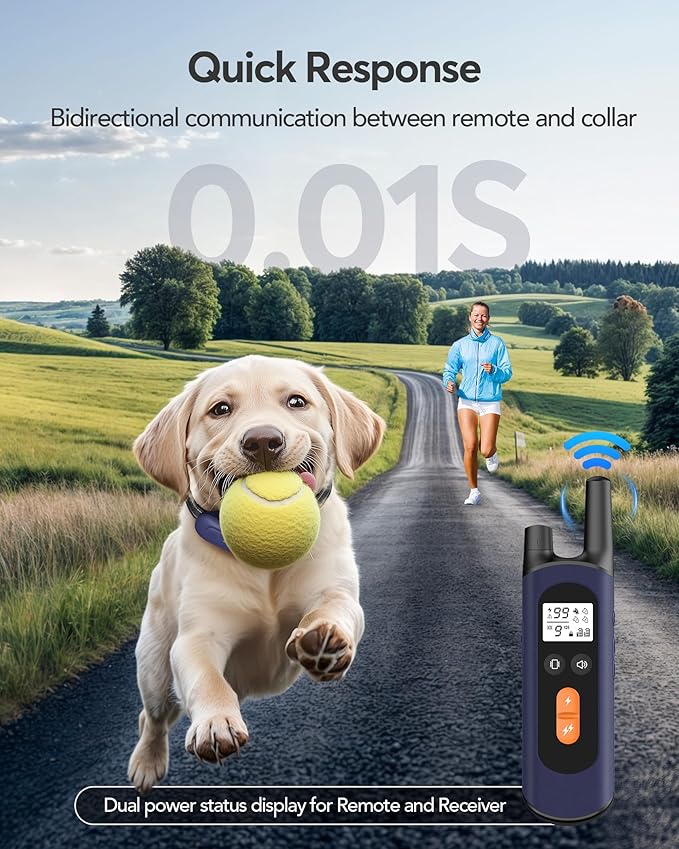 Dog Shock Collar for 2 Dogs - 1/2 Mile Range, IPX7 Waterproof with 4 Training Modes, Security Lock, Rechargeable e-Collar for All Breeds, Sizes Dogs