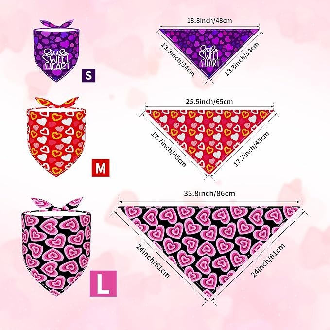 30 Pack Valentines Day Dog Bandanas Bulk for Large Dogs Breed 33 Inch XL Dog Bandanas Adjustable Dogs Scarves Party Grooming L