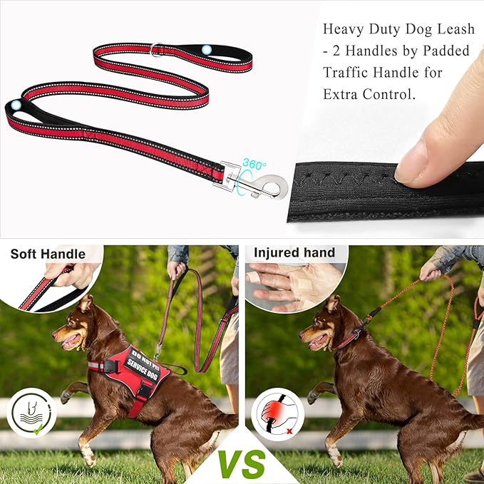 WINSEE Small Dog Harness & Leash Set, Red, X-Small, Nylon, Emotional Support Therapy Vest with 10 Patches, Breathable, Adjustable, for Service Dog Training