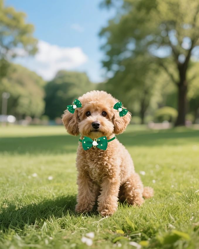 PET SHOW 60 Pack 20 Set Small Dog Hair Bows with Rubber Bands and Bowties for Dogs Boys and Girls Adjustable Pet Collar Bow Ties Hair Grooming Accessories Assorted