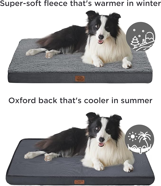 Bedsure Large Dog Bed for Crate - Orthopedic Waterproof Pet Beds with Removable Washable Cover, Egg Crate Foam Crate Mat, Suitable for Pet Up to 50 lbs
