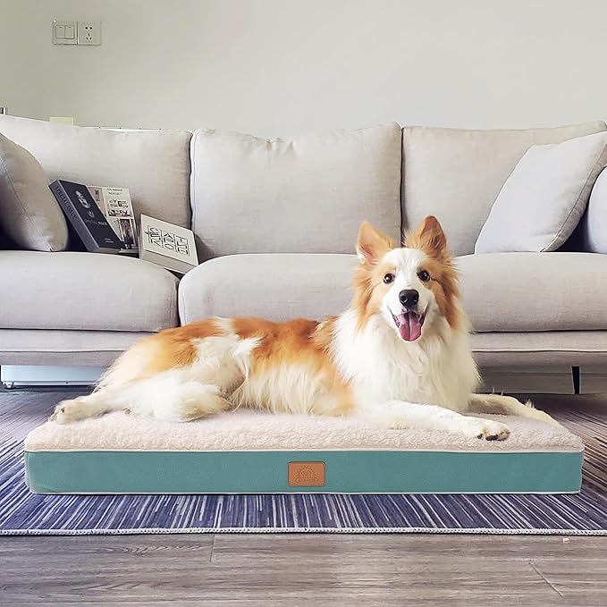 Orthopedic Dog Bed for Large Dogs and Extra Large Dogs, XL Dog Bed with Removable Waterproof Cover and Machine Washable Dog Bed, Pet Bed Mat Egg-Crate Foam, L-Plus(36"X27"X3"), Blue