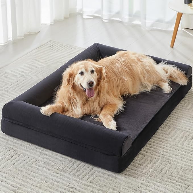 BFPETHOME Washable Dog Beds for Large Dogs, Orthopedic Dog Bed Large, Big Dog Couch Bed with Removable Washable Cover, Waterproof Lining and Nonskid Bottom, Egg-Crate Foam Pet Sofa Bed for Sleeping