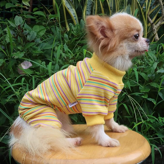 LOPHIPETS Dog Pajama Onesie for Small Chihuahua Yorkie Poodle Clothes Apparel-Yellow/M