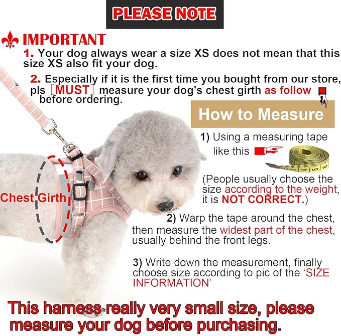 Zunea No Pull Small Dog Harness and Leash Set Adjustable Reflective Step-in Chihuahua Vest Harnesses Mesh Padded Plaid Escape Proof Walking Puppy Jacket for Boy Girl Pet Dogs Cats Pink S