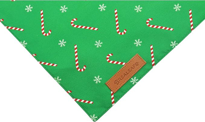 Realeaf Christmas Dog Bandanas 2 Pack, Reversible Red Green Xmas Dog Scarf for Boy and Girl, Premium Durable Fabric, Holiday Bandana for Small Medium Large and Extra Large Dogs (X-Large)