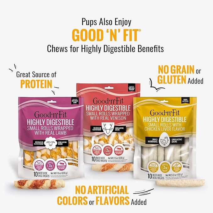 Good 'n' Tasty Triple Flavor Puree Mix-Ins Dog Food Topper Treats for All Dogs, 28 Count, Easy Single-Serve Portions, Added Protein with Salmon, Tuna and Krill, No Chicken or Beef Added