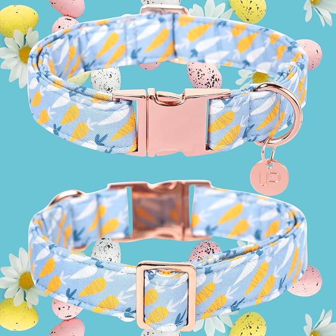 Easter Dog Collar, Cotton Easter Egg Collar for Puppy Girl Boy Dog or Cat, Easter Gift Rabbit Dog Collar, Cute Carrot Pet Dog Collar with Metal Buckle, XL