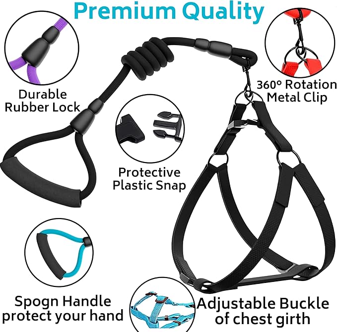 Step in No Pull Dog Harness, Free Upgrade Ultra Durable Dog Rope Leash Harness Nylon (2-in-1) Non-Slip Adjustable, Easy Control Handle, Strong Metal, Vest Harness for Puppy Dog - Yellow S