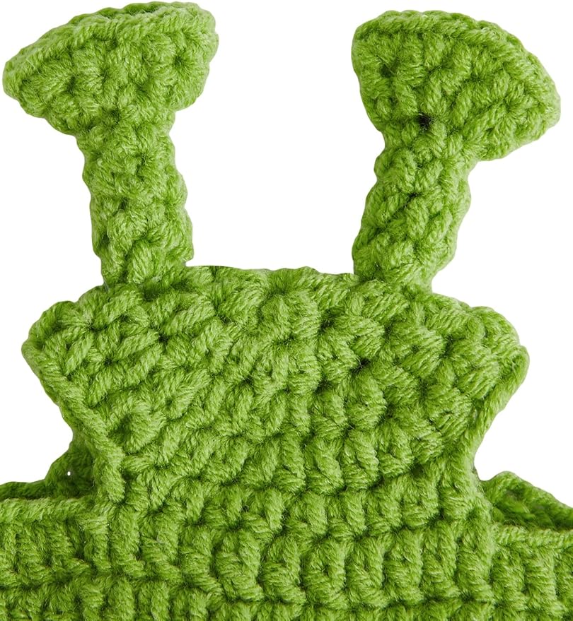 QWINEE Cartoon Alien Design Knit Cute Dog Hat Soft Cat Hat Rabbit Hat Halloween Christmas Party Costume Head Wear Accessories for Puppy Cat Kitten Small Dogs Small Animals Green M