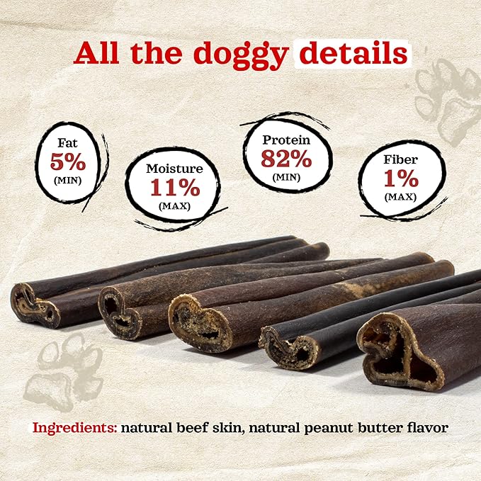 Natural Farm Peanut Butter Flavor Collagen Sticks for Dogs (3-5 Inch, 10 Pack), Long-Lasting Beef Collagen Sticks, Rawhide Alternative Chews with Chondroitin & Glucosamine, Low-Fat Dental Treats