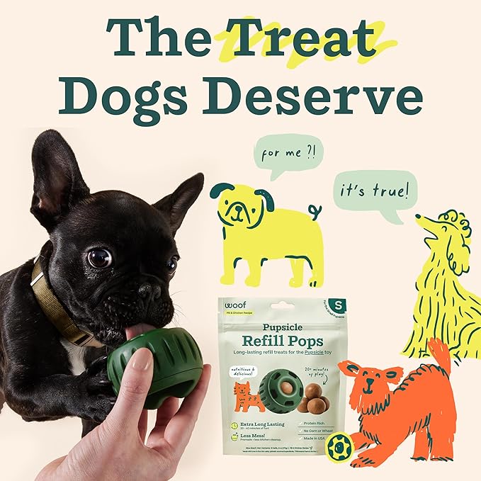 WOOF Pupsicle Refill Pops, Delicious Long Lasting Dog Treats, Pre-Made Pupsicle Refills for Dogs, Wholesome Ingredients, Low-Mess Chicken Pet Treats - Small Pops - 10 Count - 2 Pack