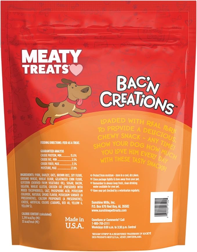 Meaty Treats Bac'n Creations Bacon & Cheese Flavor, 40-oz.