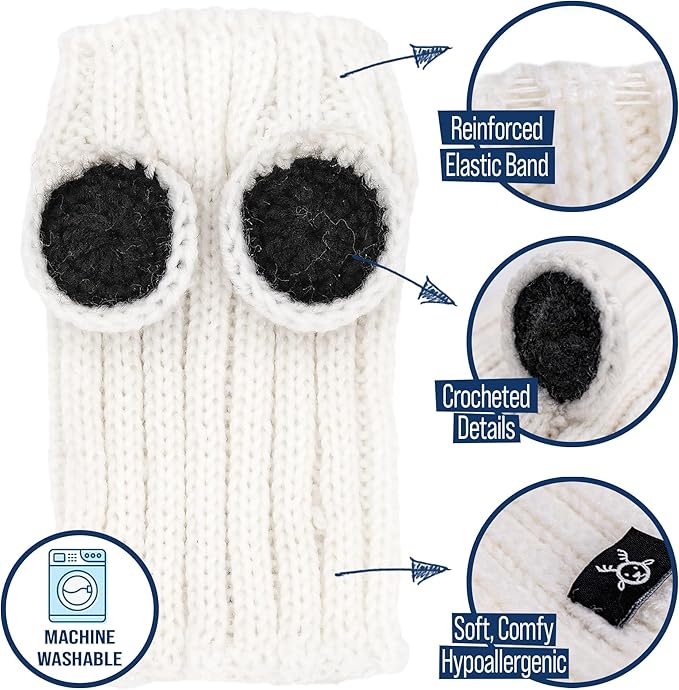 Zoo Snoods Panda Costume - Warm Knit Dog Snood Wrap for Pets, Neck Ear Cover Protection, Halloween Winter (Medium)