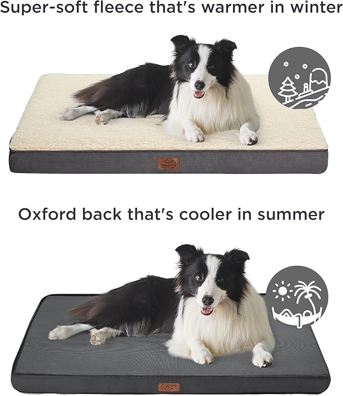 Bedsure Large Dog Bed for Crate - Orthopedic Waterproof Pet Beds with Removable Washable Cover, Egg Crate Foam Crate Mat, Suitable for Pet Up to 50 lbs