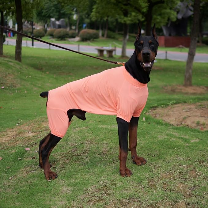 LoveLongLong Dog Jumpsuit with UV Protection and Quick-Dry Fabric for Spring Summer Pet Pajamas Lobster Pink L
