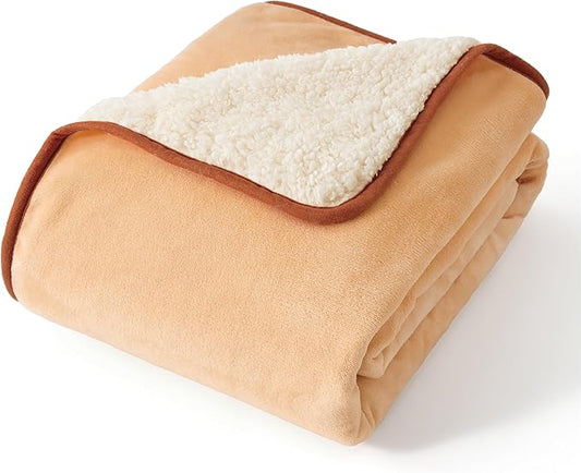 Bedsure Waterproof Blanket for Bed - Sherpa Fleece Waterproof Dog Blankets for Large Dogs, Pet Blankets for Bed/Couch/Dog Crate, Soft Plush Reversible Furniture Protector, King Size, 108"x86", Orange