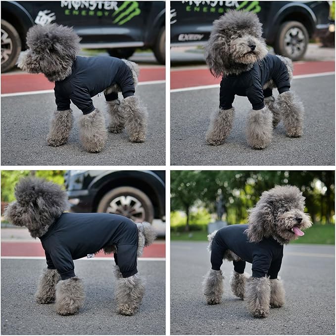 LoveLongLong Dog Jumpsuit with UV Protection and Quick-Dry Fabric for Spring Summer Pet Pajamas Black S