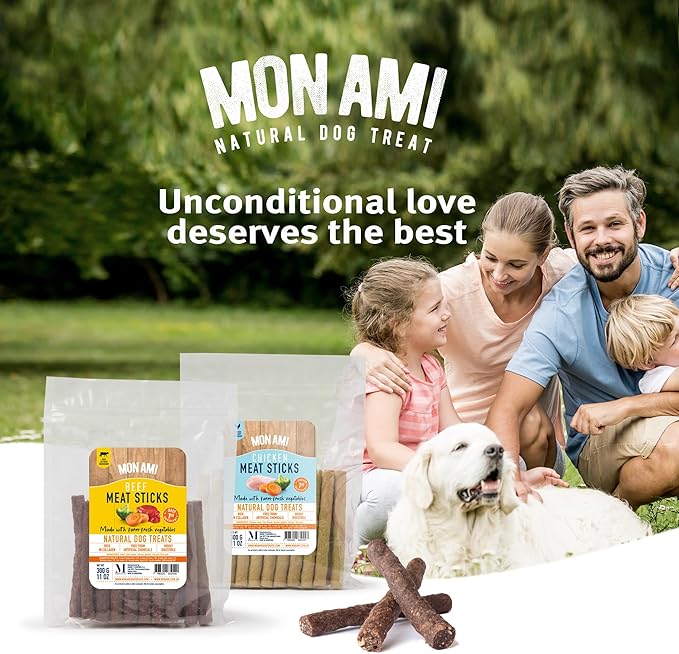Mon Ami Beef Meat Sticks with Farm Fresh Vegetables (11 Oz) Human Grade Dog Treats with Superfoods Training & Healthy Treats for Small, Medium, Large Dogs