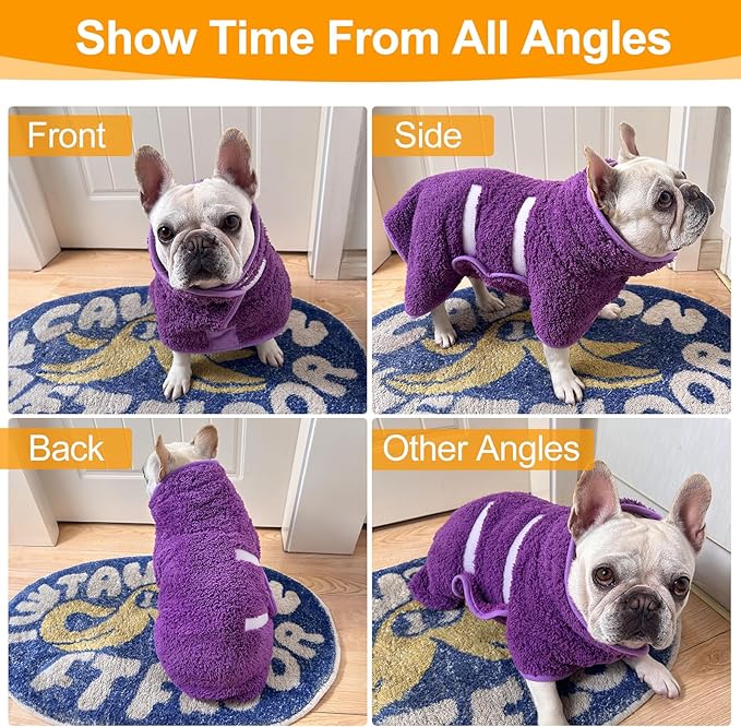 Unicorn Catcher Dog Bathrobe Super Absorbent Dog Towels for Drying Dogs Large Quick Drying Dog Robes for After Bath Soft Dog Drying Towel Adjustable Dog Drying Coat to Keep Dog Warm(S-XXL), Purple