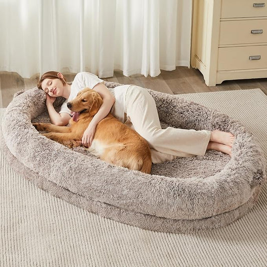 WNPETHOME Human Dog Bed for Adult,71"x 46"Foam Human Sized Dog Beds for People,Fluffy Gaint Dogs Bed for People with Washable Cover & Non-Slip Bottom