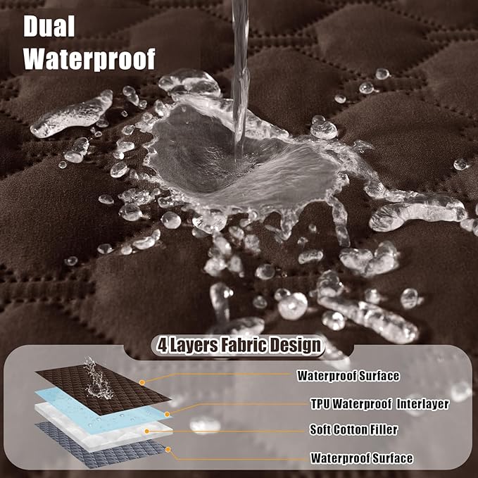 Smiry Waterproof Dog Bed Cover Blanket, Soft Reversible Pet Blanket, Washable Leakproof Cats Dogs Couch Cover for Sofa, Couch, Furniture (30x53 Inch, Chocolate/Dark Grey)