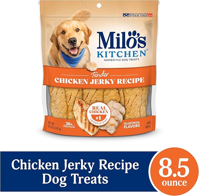Milo's Kitchen Homestyle Dog Treats, Chicken Jerky, 8.5 Ounce, High Protein, No Artifical Flavors