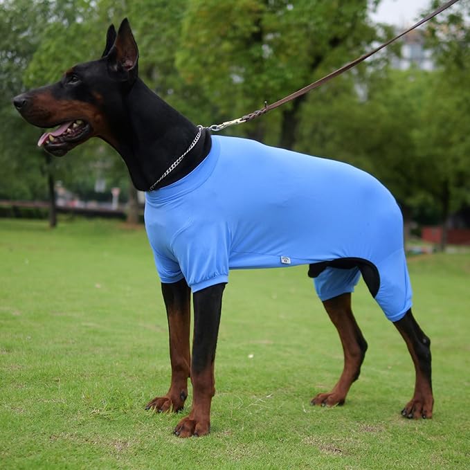 LoveLongLong Dog Jumpsuit with UV Protection and Quick-Dry Fabric for Spring Summer Pet Pajamas Sea Blue S